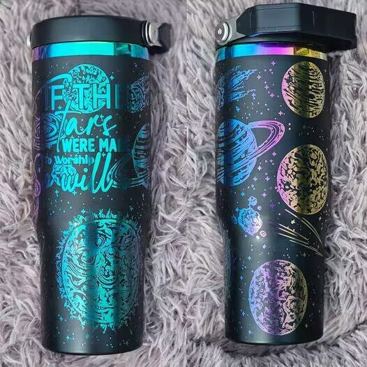 30oz Rainbow Plated Flip Straw Tumbler Water Bottle For Laser Engraving-CNLCA