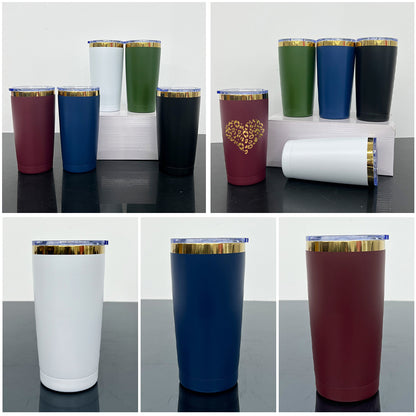 20oz Dark Color Gold Plated Powder Coated Yeti Style Car Coffee Tumbler for Laser Engraved-CNLCA