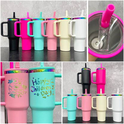 H2.0 40oz Flip Straw Leak proof Rainbow Plated Underneath Powder Coated Quencher Tumbler For Laser-CNLCA