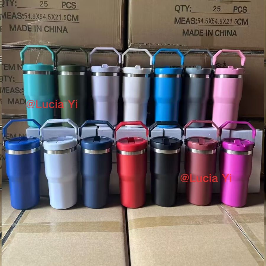 20oz 30oz Colorful Powder Coated Kids Flip Straw Tumbler Water Bottle For Laser-CNLCA