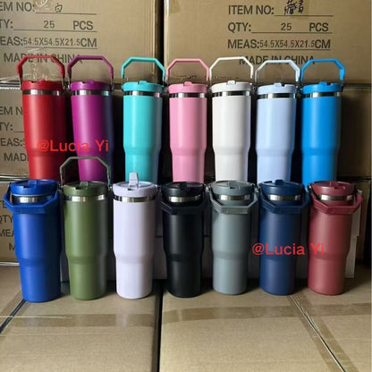 20oz 30oz Colorful Powder Coated Kids Flip Straw Tumbler Water Bottle For Laser-CNLCA