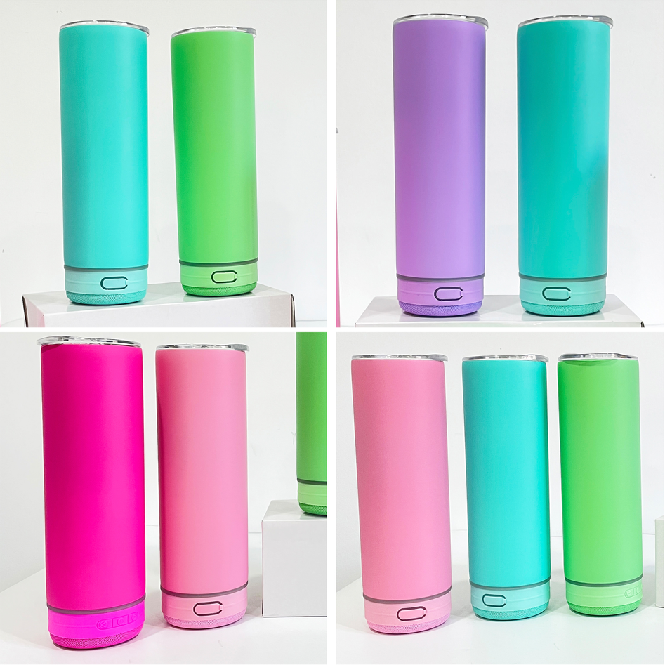 Mix Colors 20oz Macaron Sublimation Blank Music Player Speaker Tumbler-CNLCA