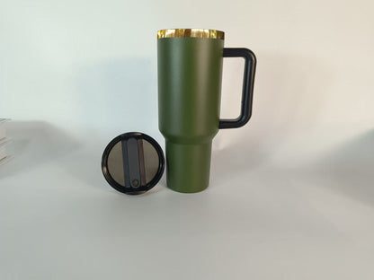 40oz Olive Army Green Silver/Gold Plated Underneath Powder Coated H2.0 Quencher Tumblers For Laser Engrave-CNLCA