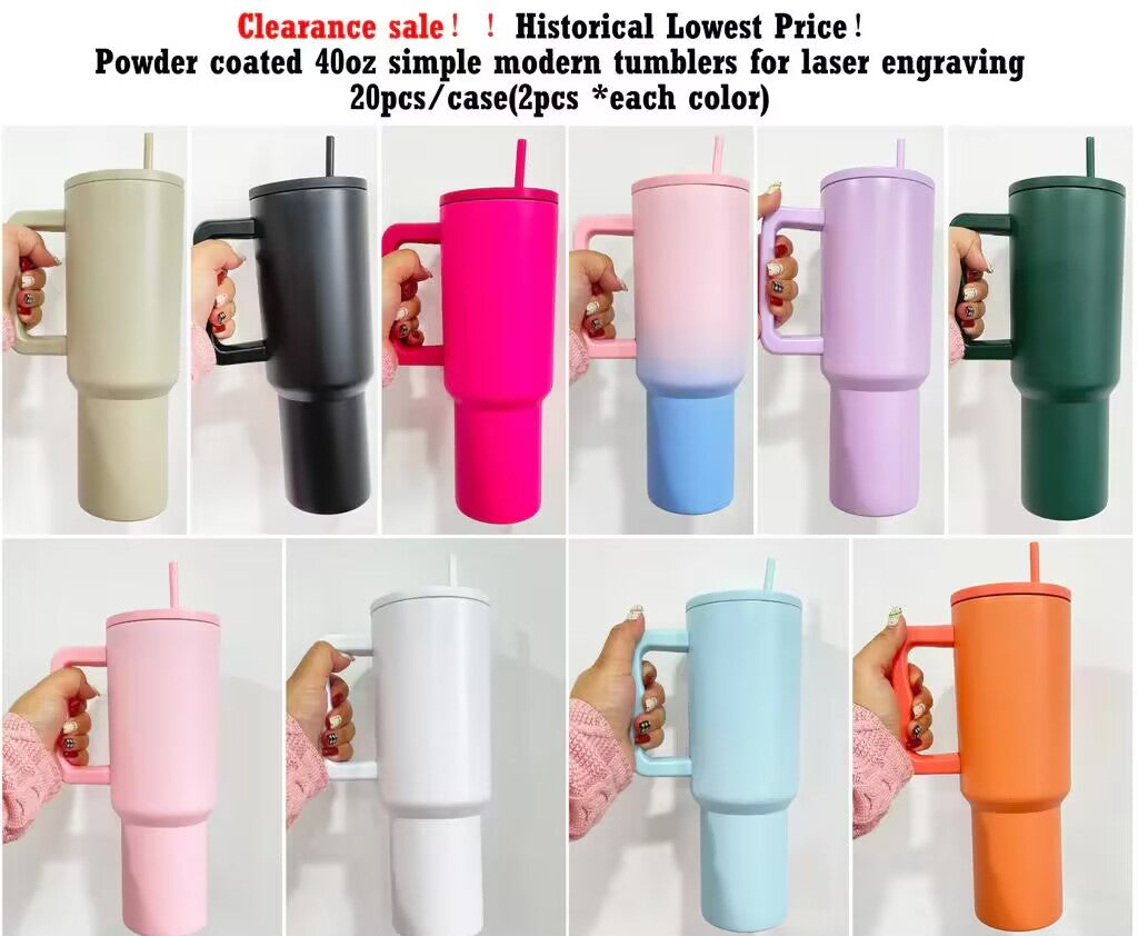 40oz Simple Modern Style Powder Coated Quencher Tumbler With Handle-CNLCA