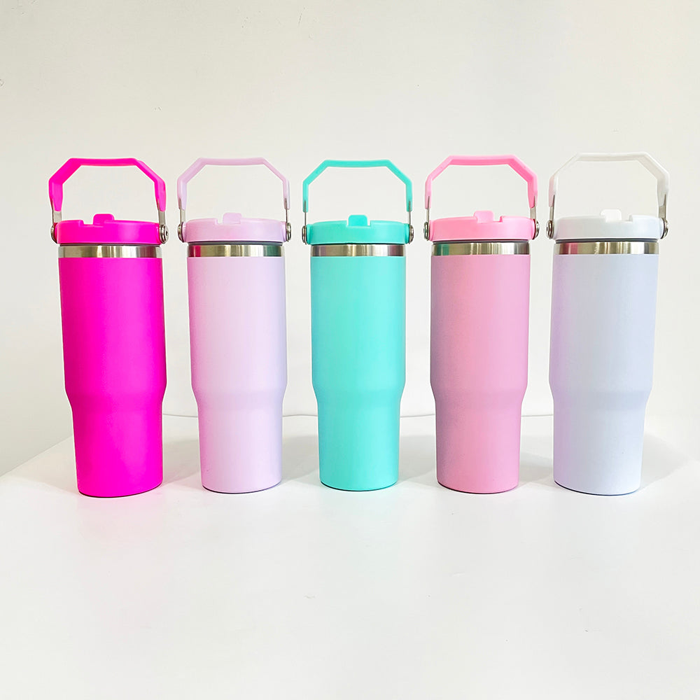 30oz Stanley Style Matte Macaron Colors Flip Straw School Tumblers 25pcs-CNLCA