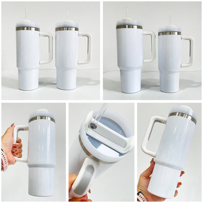 30oz H2.0 White Blank Sublimation Tumbler With Handle-CNLCA