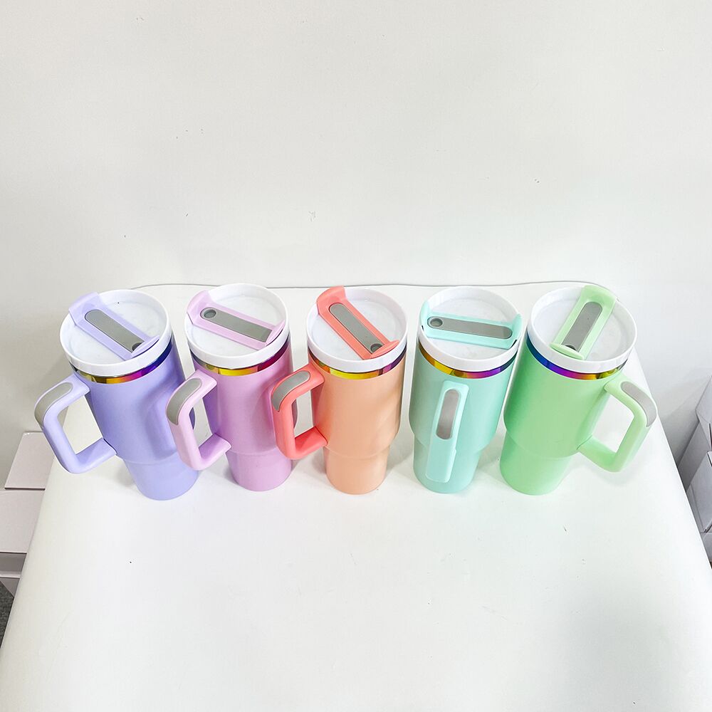 40oz Macaron Rainbow Plated Tumblers With Handle For Laser Engraved 20pc/case-CNLCA