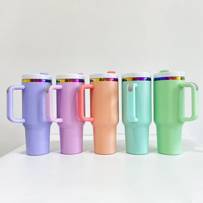 40oz Macaron Rainbow Plated Tumblers With Handle For Laser Engraved 20pc/case-CNLCA