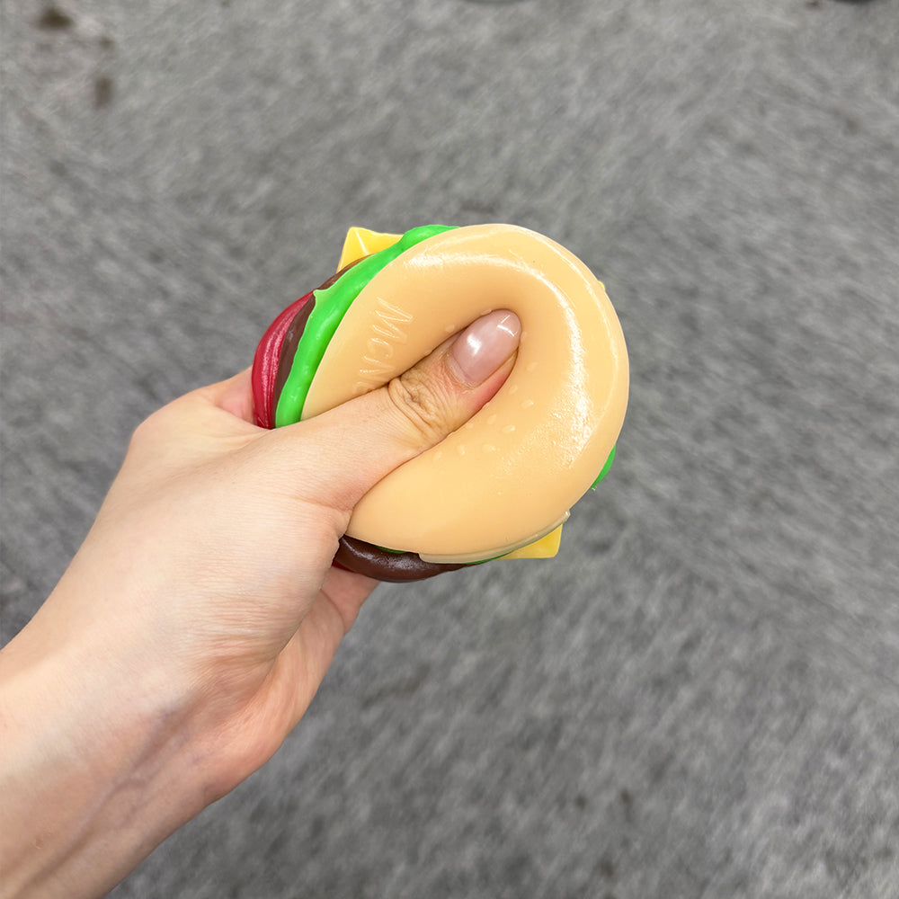Needoh Style Removable DIY Food Yummy Burger Squish Realistic Tasty Cheeseburger Stress Relief Hamburger Squishy Toy Fidget Squeeze Ball for ADHD-CNLCA