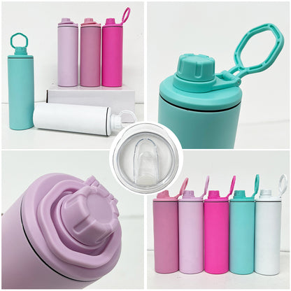 20oz Macaron Blank Sublimation Straight Tumbler Sport Water Bottle with Two Lids-CNLCA