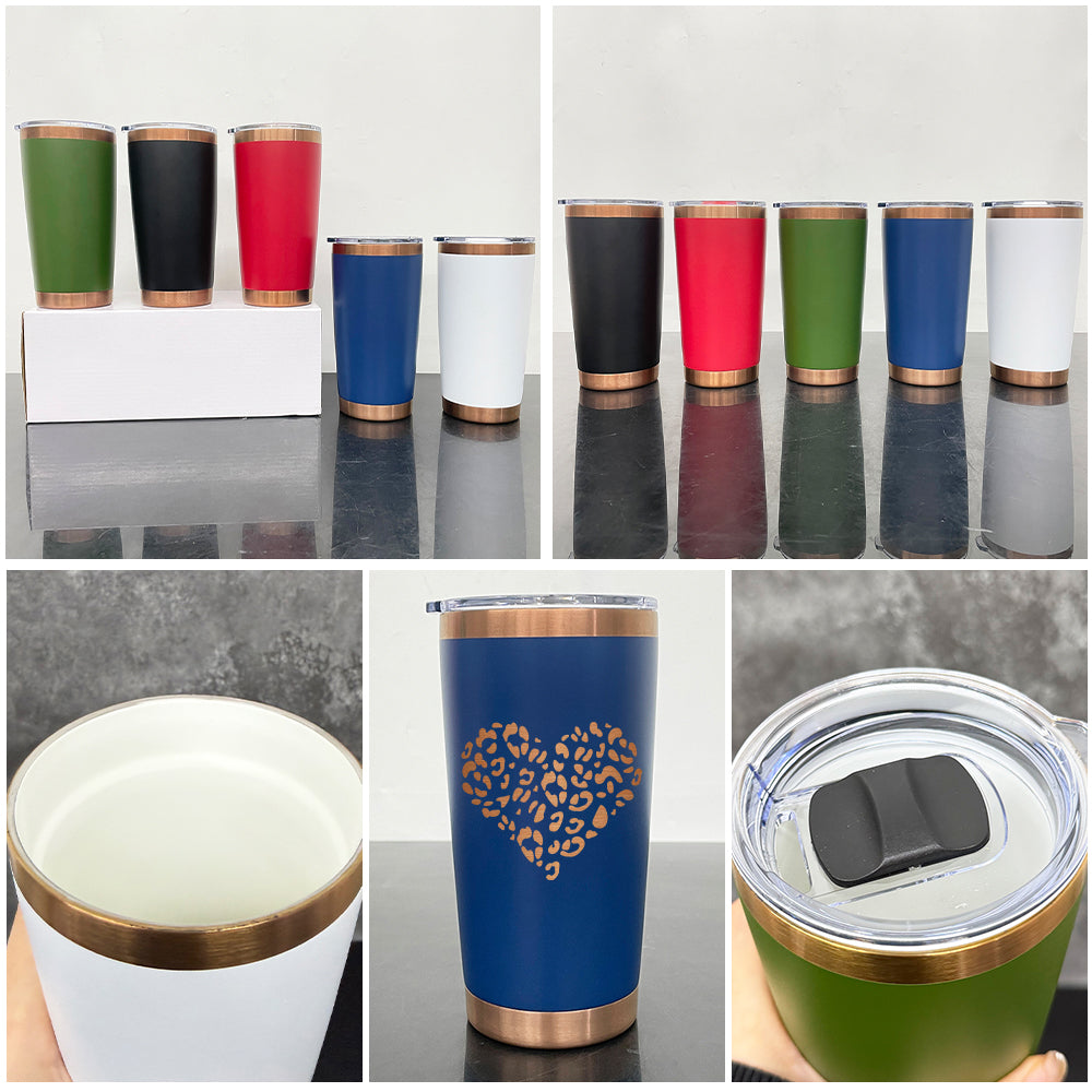 20oz Magnetic Lid Ceramic Lined Copper Plated Underneath Powder Coated Stainless Steel Car Coffee Tumbler for Laser-CNLCA