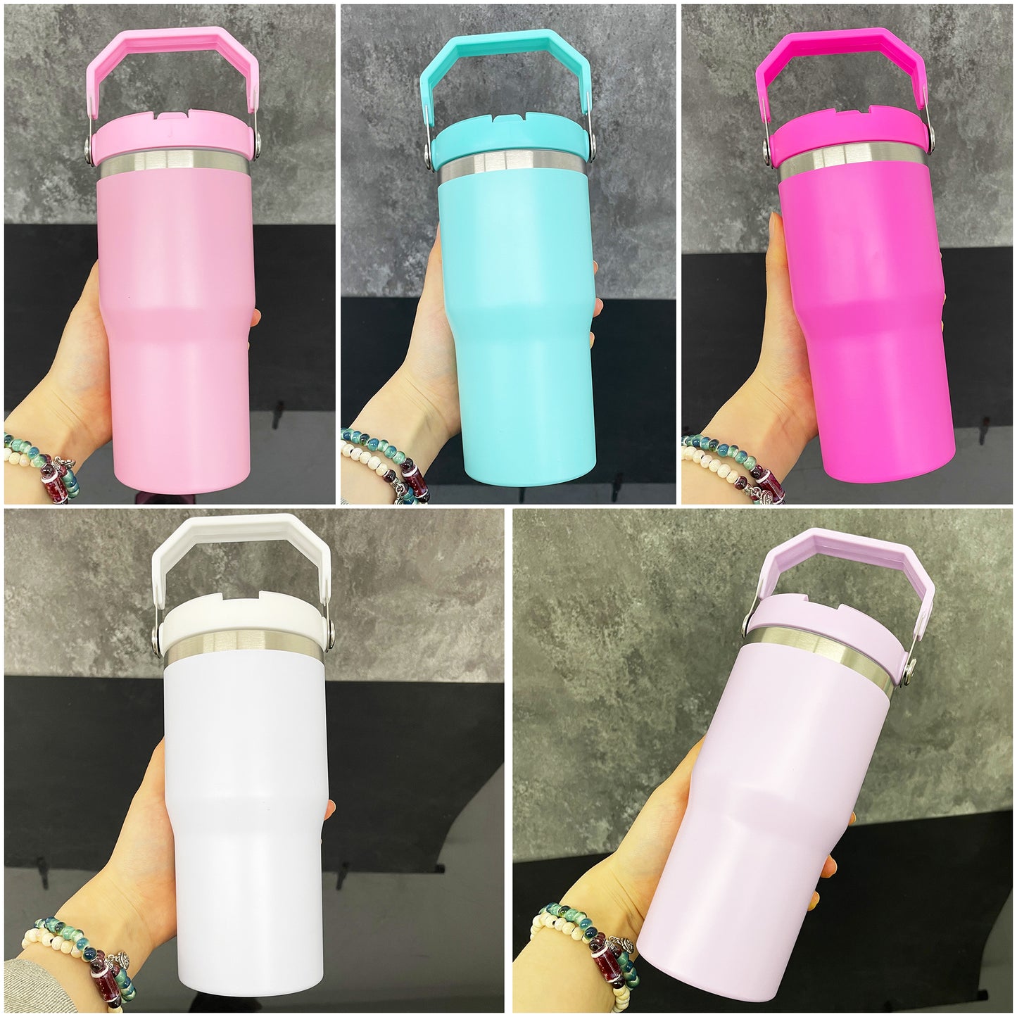 20oz Macaron Color Matte Sublimation School Kids Flip Staw Tumbler Water Bottle-CNLCA