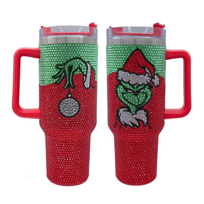 17oz 40oz Grinch Rhinestone Bling Stainless Steel Tumbler-CNLCA