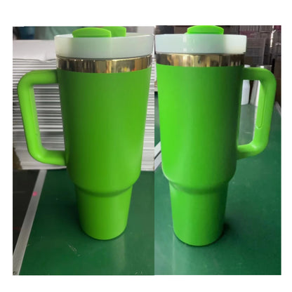 40oz Grinch Design Gold Underneath Powder Coated Green Color Quencher Tumblers For Laser Engrave -CNLCA