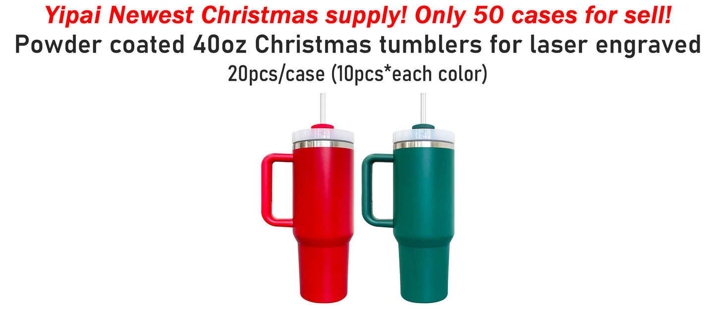 40oz H2.0 Powder Coated Christmas Colors Stanley Style Tumblers -USLCA