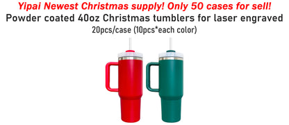 40oz H2.0 Powder Coated Christmas Colors Stanley Style Tumblers -USLCA