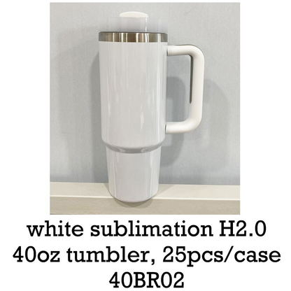 H1.0/H2.0 40oz Sublimation Blanks White Color Travel Mug With Handle 40BR02 -USLCA