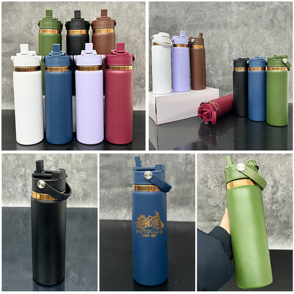 Outdoor Sports 20oz Mirror Copper Underneath Water Bottle wih 2 in 1 Muti-function Flip Top Lid for Laser Engraving-CNLCA