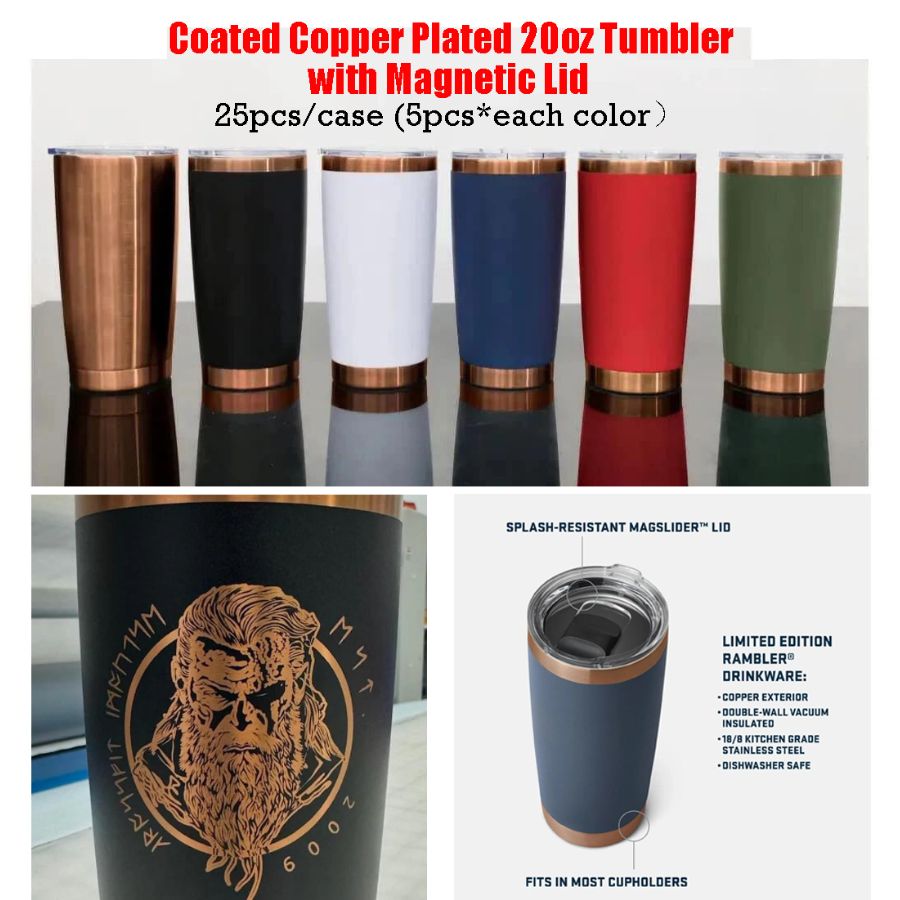 20oz Copper Plated Underneath Powder Coated Stainless Steel Tumbler-CNLCA