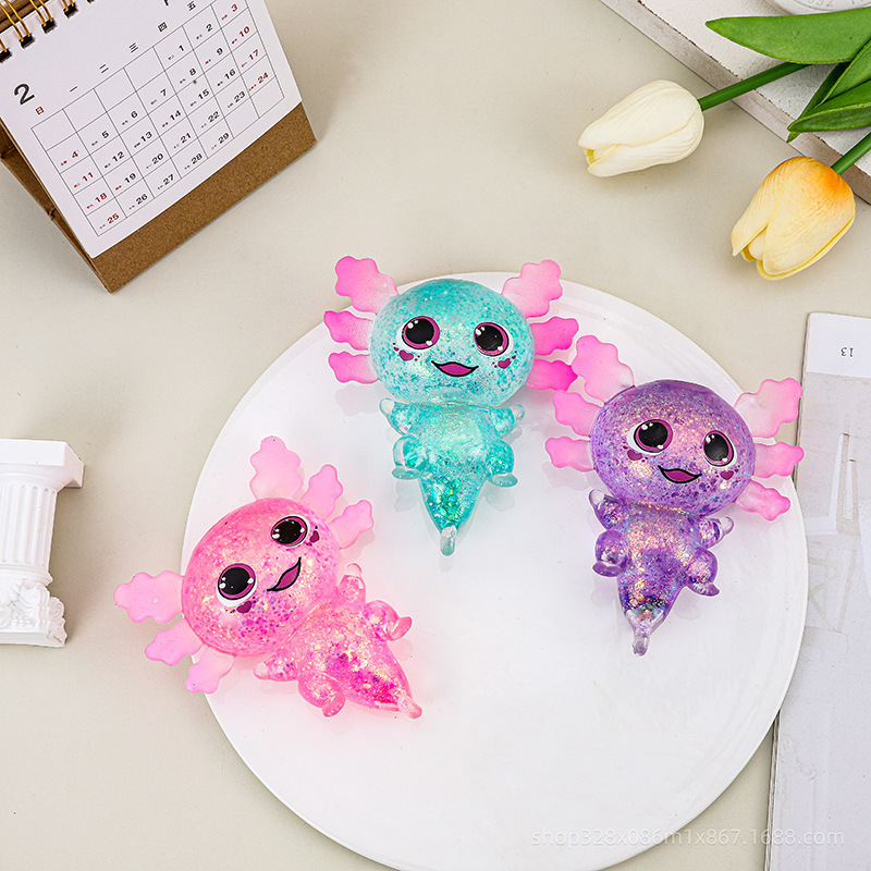 Big Gill Glitter Axolotl Squishy Toy Maltose Filled Super Soft Slow Rising Stress Relief Fidget Squeeze Toy for Kids Adults Anxiety Relief-CNLCA