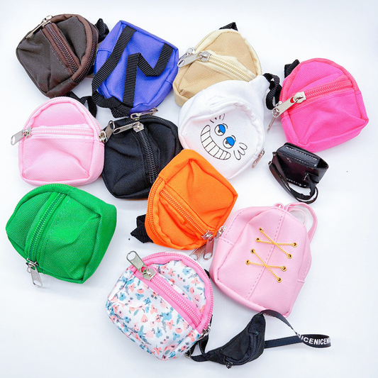 7.5*7.5*3CM Double Shoulder Zipper Small Money Pouch Keychain Mini Backpack Pendant-CNLCA