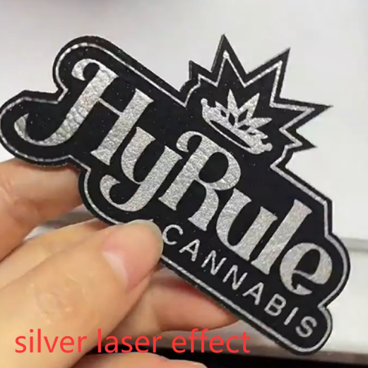 Silver Laser Effect PU Leather Label Trademark Leather Signboard for Cap Hats Clothing-CNLCA