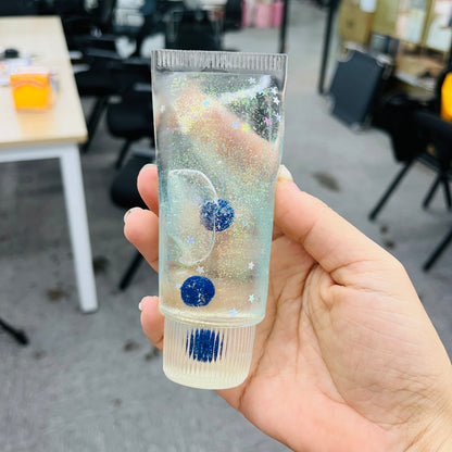 Glitter Jelly Toothpaste Tube Squishy Toy Mini Clear Tube Squeeze Fidget Toy with Star Sequins Fruit Ornaments-CNLCA