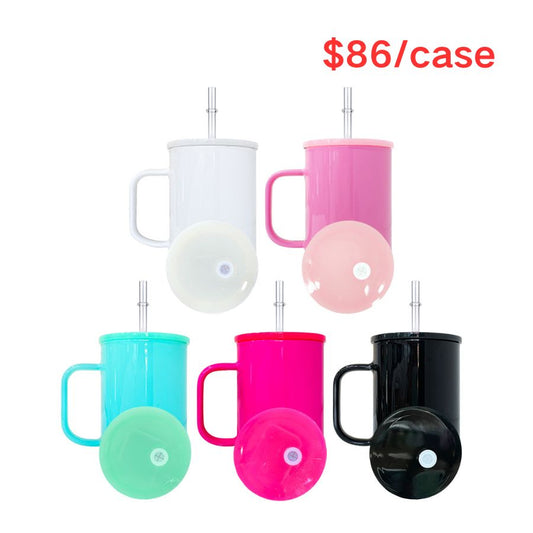 17oz Macaron Color Blank Sublimation Glass Mug With Plastic Lid -CNLCA