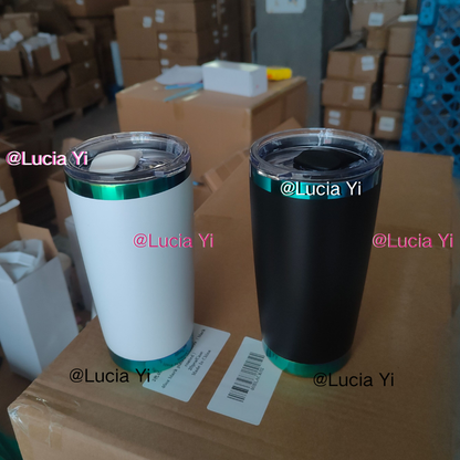 20oz Magnetic Lid Mirror Green Plated Underneath Powder Coated Stainless Steel Coffee Tumbler-CNLCA