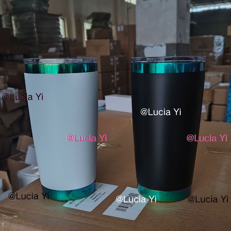 20oz Magnetic Lid Mirror Green Plated Underneath Powder Coated Stainless Steel Coffee Tumbler-CNLCA