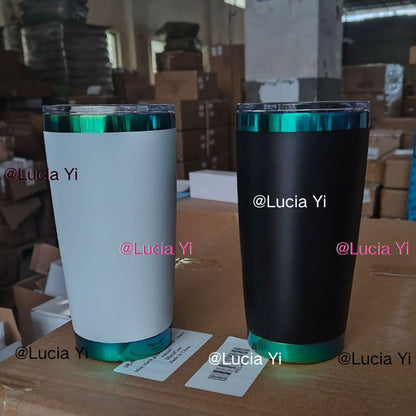 20oz Magnetic Lid Mirror Green Plated Underneath Powder Coated Stainless Steel Coffee Tumbler-CNLCA