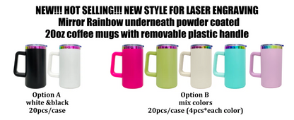 20oz Chubby Rainbow Plated Underneath Car Tumbler Mug with Removable Handle For Laser-CNLCA