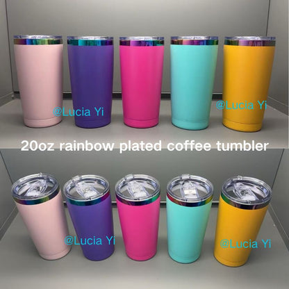 20oz Rainbow Plated Powder Coated Tumbler for Laser Engraved-CNLCA