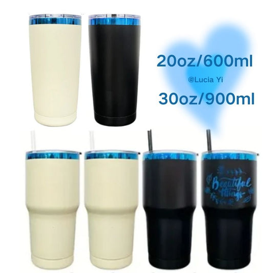 20oz 30oz Blue Underneath Powder Coated Car Tumbler For Laser Engraving-CNLCA