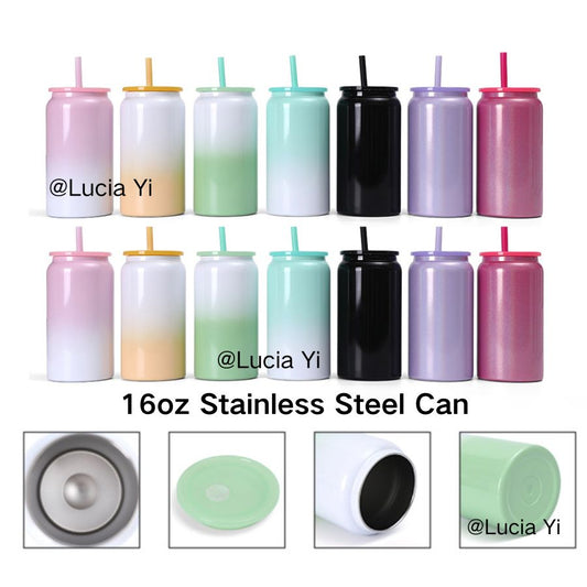 16oz Ombre Color Double Wall Stainless Steel Can Tumbler-CNLCA