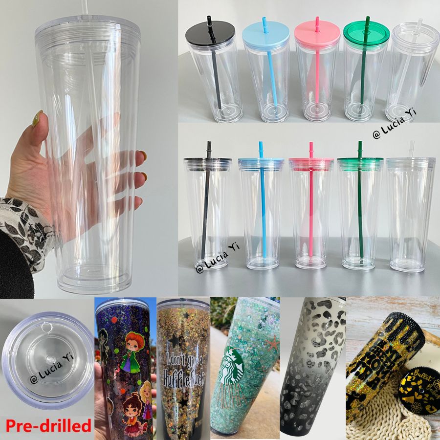 24oz Double Wall Snow Globe Plastic Cup Tumbler-CNLCA