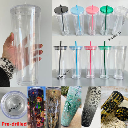 24oz Double Wall Snow Globe Plastic Cup Tumbler-CNLCA