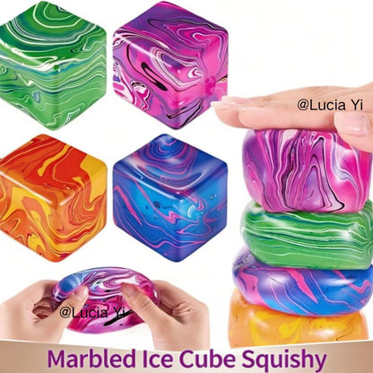 Stress Relief Marbled Cube Squishy Toy Nee Doh Style Soft Squeeze Decompression-CNLCA