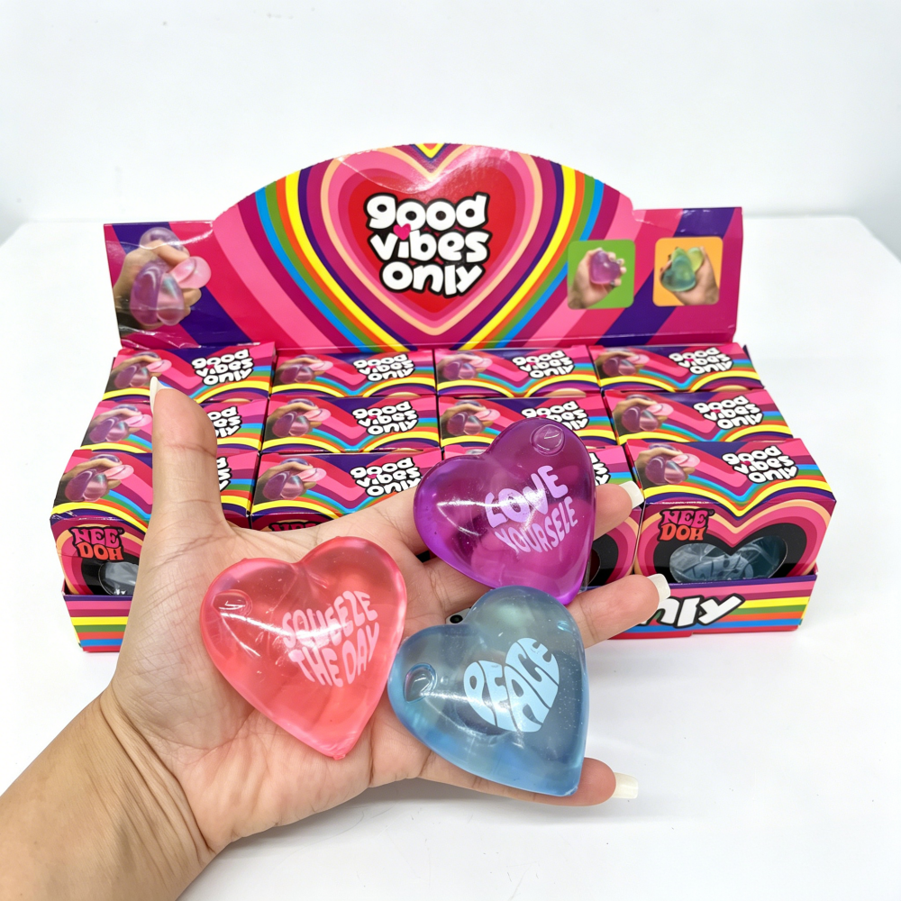 72Pack Needoh Style Good Vibes Only Sweet Heart Stress Relief Squishy Toy Stress-Relief Fidget Toy-CNLCA