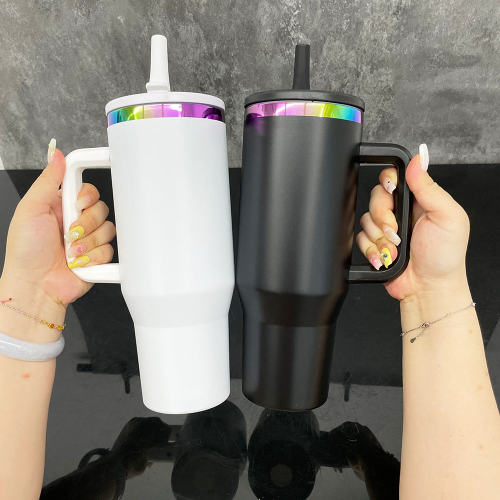 40oz Flip Straw Leak proof Rainbow Plated Underneath Powder Coated Quencher Tumbler For Laser-CNLCA