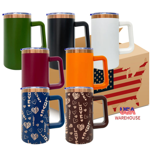 20oz Chubby Rainbow Copper Plated Underneath Car Tumbler Mug with Removable Handle For Laser-CNLCA
