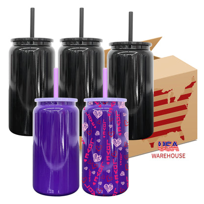 Blank Sublimation Halloween Purple Black 16oz Stainless Steel Can Tumbler-CNLCA