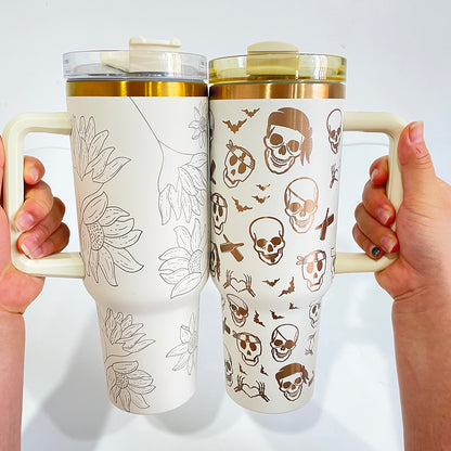 4Pack/8Pack/12Pack 40oz H2.0 Stanley Style Cream Color Copper Plated Quencher Tumbler for Laser Engraving-USLCA