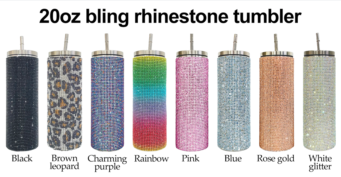 20oz Colorful Bling Rhinestone Straight Tumbler-CNLCA