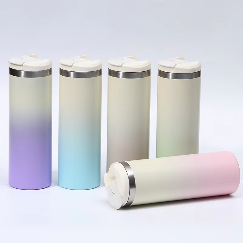500ml 17oz Ombre Color Double Wall Stainless Steel Straight Tumbler Cup for Laser Engrave-CNLCA