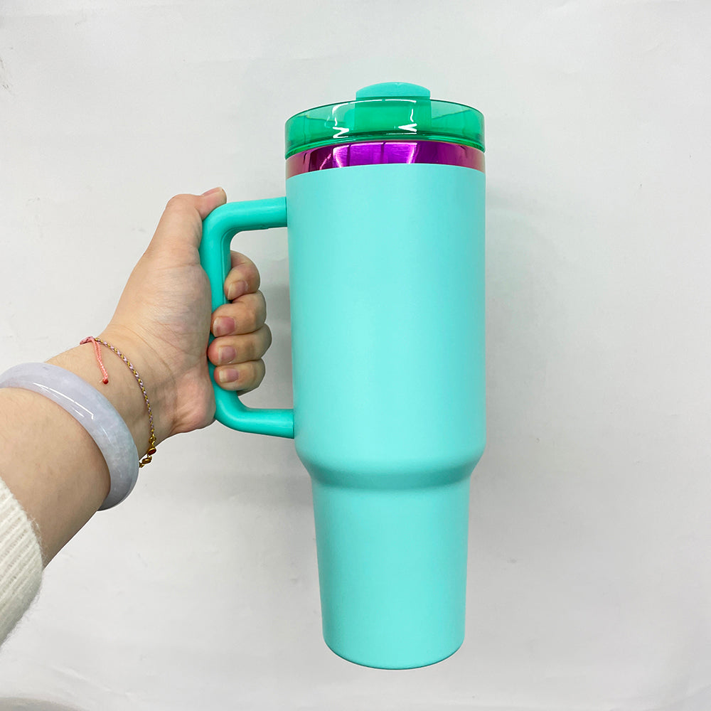 💜40oz Purple Underneath Powder Coated H2.0 Quencher Tumblers For Laser Engraving -CNLCA
