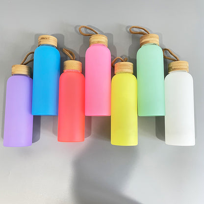 20oz Sublimation White Color Glass Water Bottle With Bamboo Lid -CNLCA