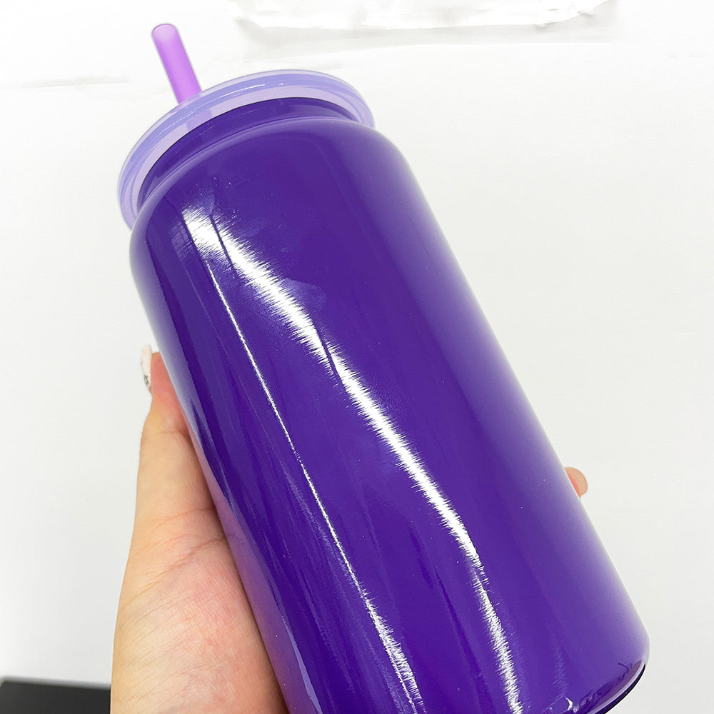 Blank Sublimation Halloween Purple Black 16oz Stainless Steel Can Tumbler-CNLCA