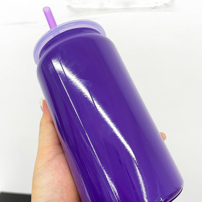 Blank Sublimation Halloween Purple Black 16oz Stainless Steel Can Tumbler-CNLCA