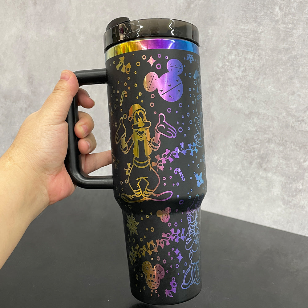 40oz Christmas H2.0 Tumbler With Rainbow Laser Engraving Disney Design-CNLCA